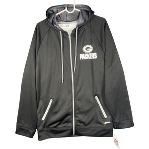 Zubaz Green Bay Packers NFL Team Apparel Full Zip Hoodie Men's‎ Medium Black
